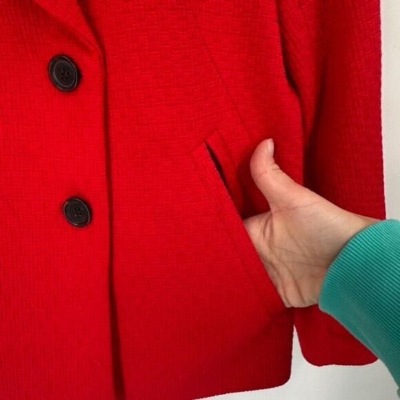 Talbots Women's Petite Notch Lapel Double Breasted Red Blazer Jacket Size 14P‎ - Picture 6 of 11